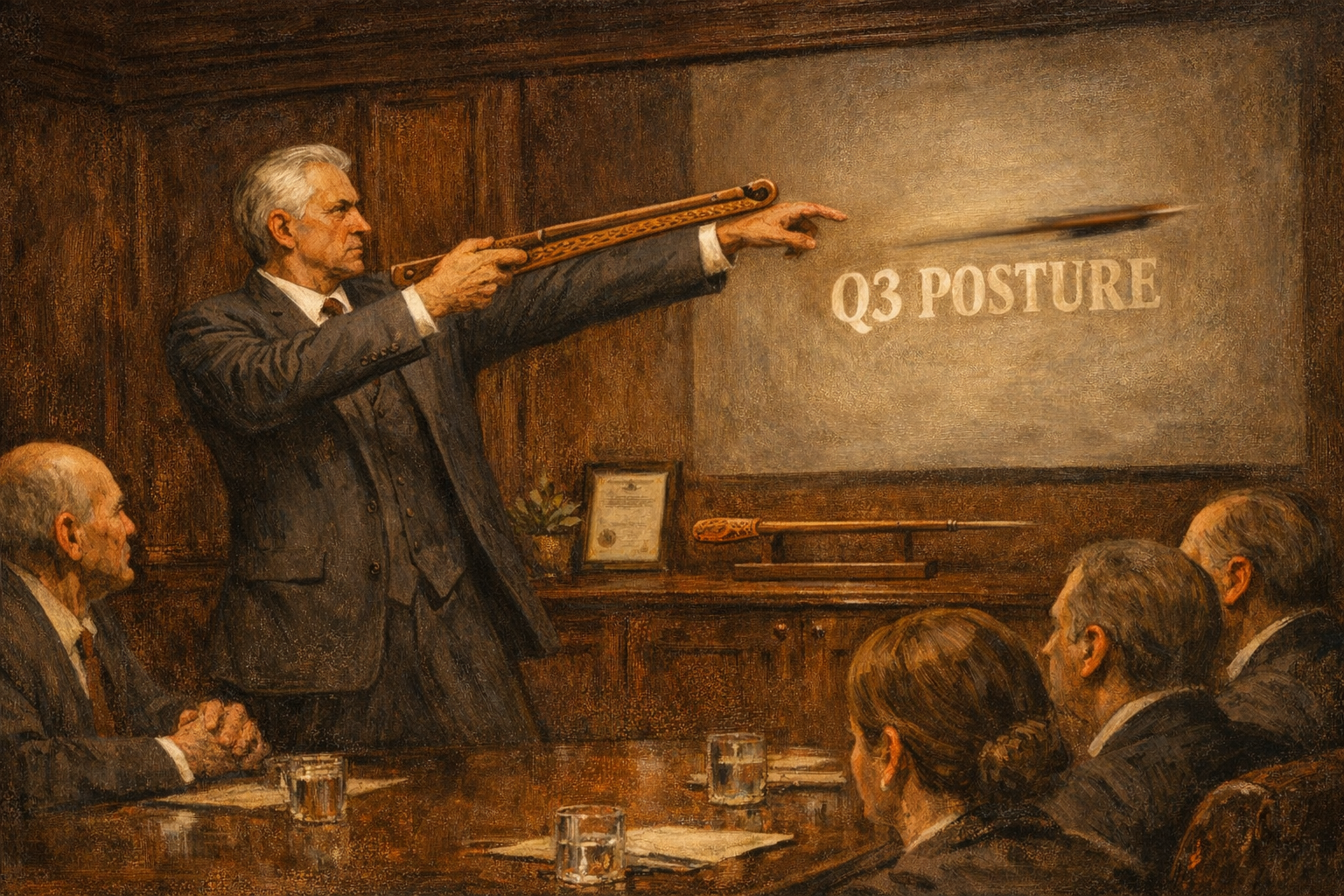 A visionary executive hurls a spear across a boardroom