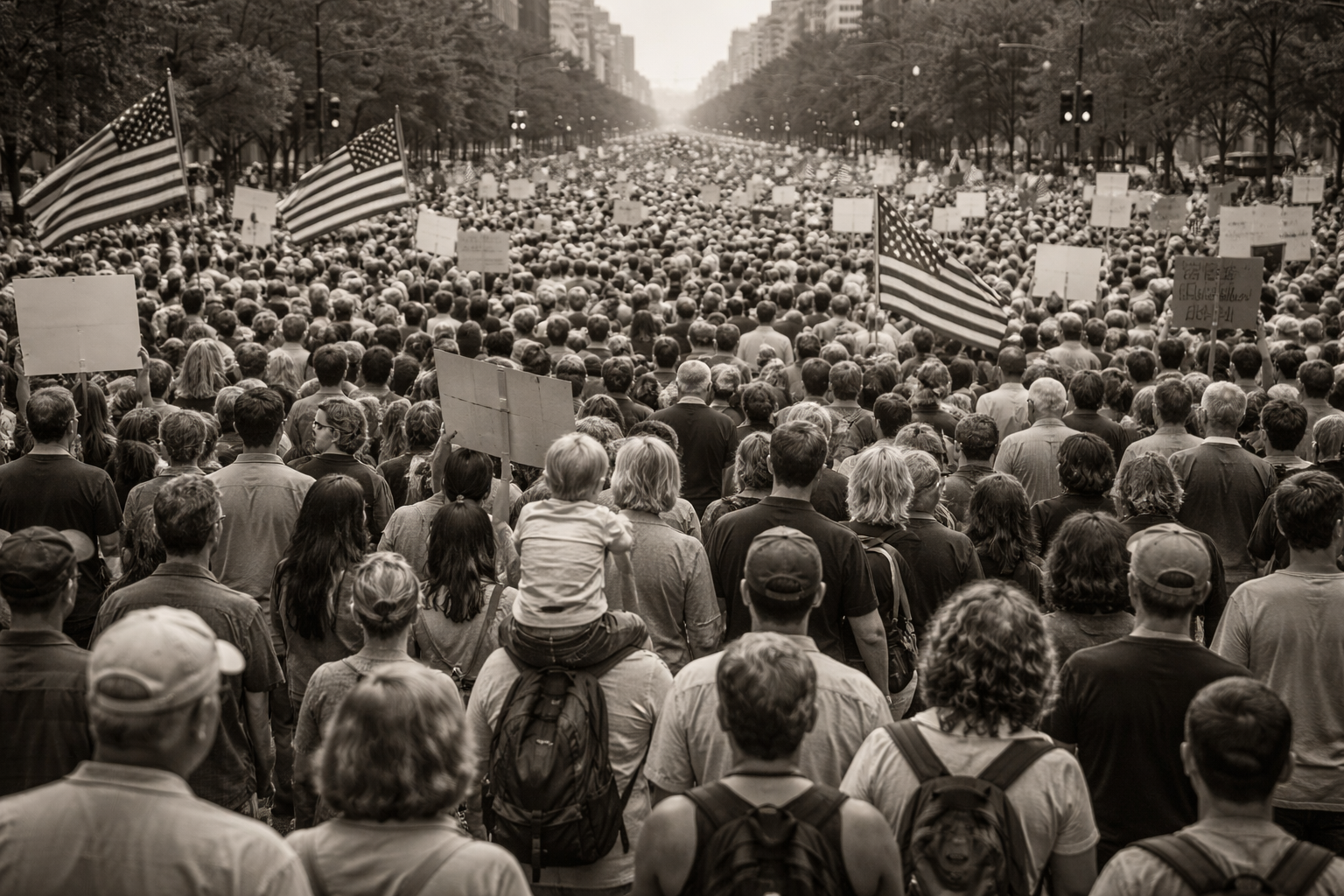 Millions gather freely to protest that gathering is no longer free